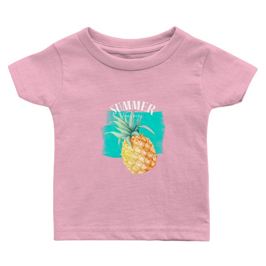 Summer Retro Pineapple Swimming Pool Vacation Gard Baby T Shirts