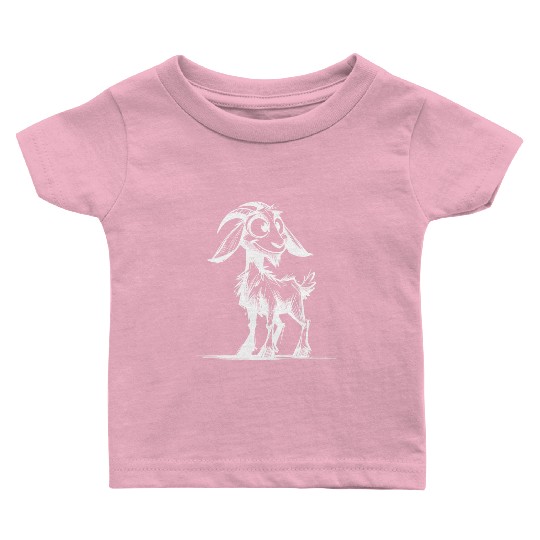 Grinning Goat Pencil Sketch Drawing Baby T Shirts