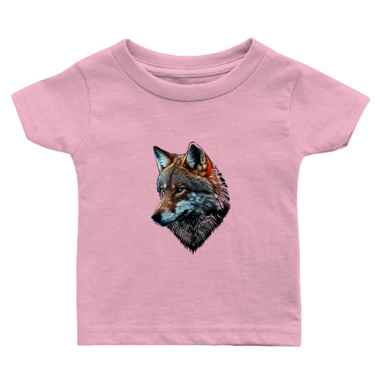 Wolf Portrait Animal Print Baby T Shirts