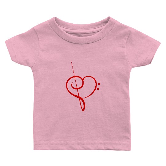 Music Bass Clef Heart Love Note Treble Sound Logo Baby T Shirts