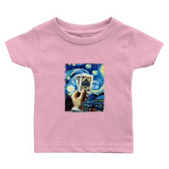 Blackjack Gambling Cards Starry Night Painting Baby T Shirts