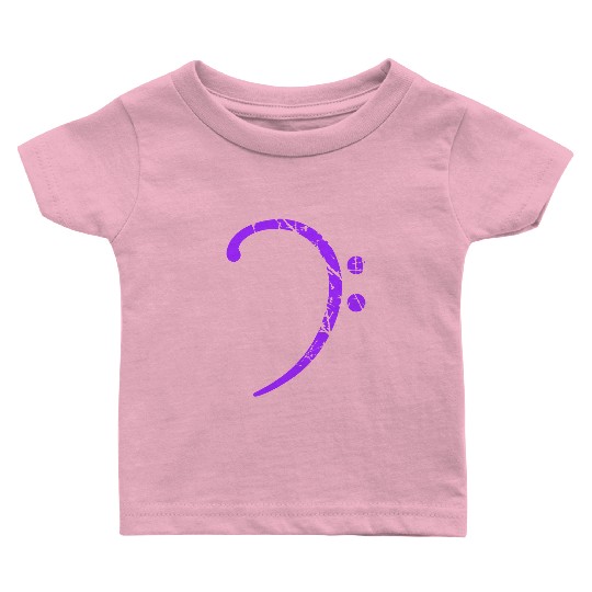 Music Bass Clef Note Sound Vintage Retro Scratches Baby T Shirts