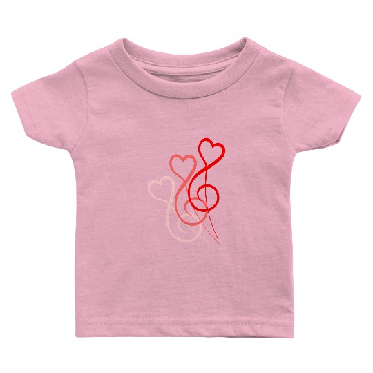 Three Music Clef Bass Heart Love 3 Note Sound Logo Baby T Shirts