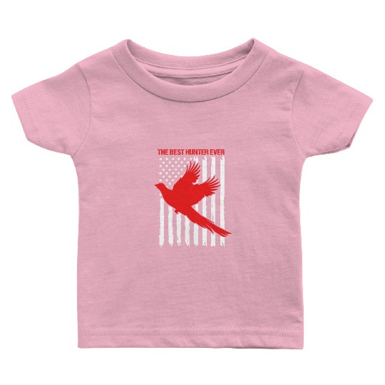 4th Of July US Flag Best Hunter Pheasant Hunting Baby T Shirts