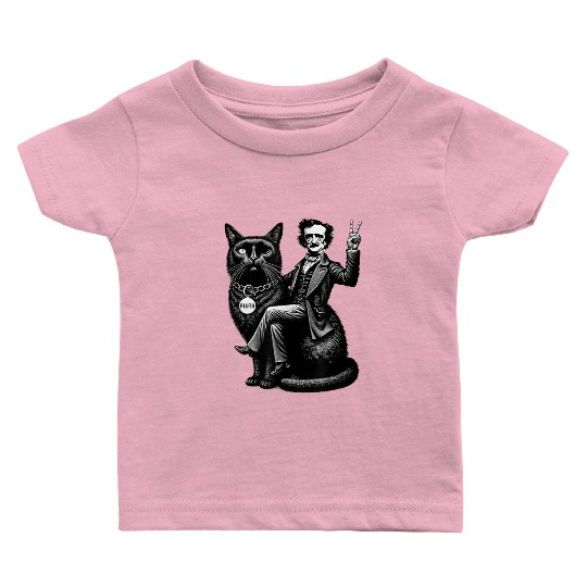 Edgar Allan Poe Riding Baby T Shirts