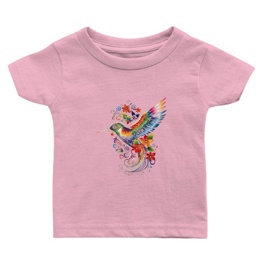 Hummingbird Flowers Colorful Hummindgbird Baby T Shirts