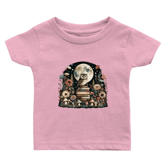 Floral Cottagecore Owl Aesthetic Baby T Shirts