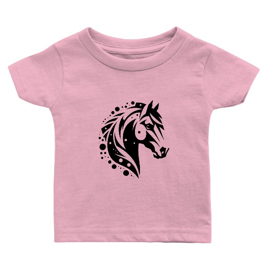 Proud Horse Head Vintage Portrait Pony Tattoo Baby T Shirts