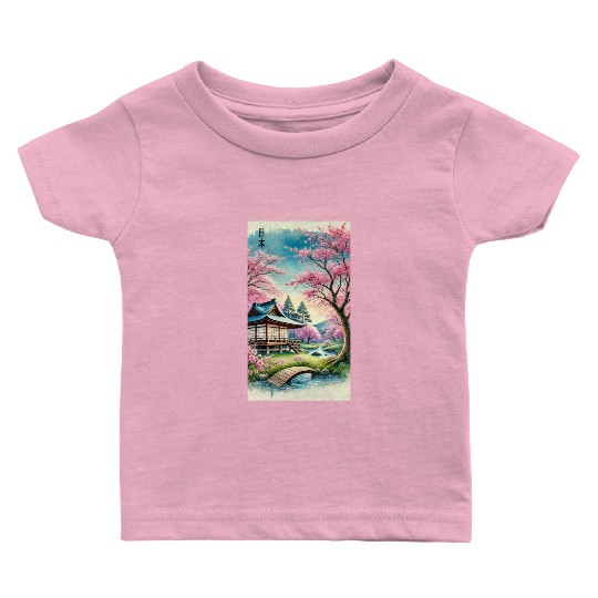 Japan church flowers otaku design Baby T Shirts