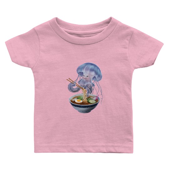 Jellyfish Eating Ramen Realistic Baby T Shirts
