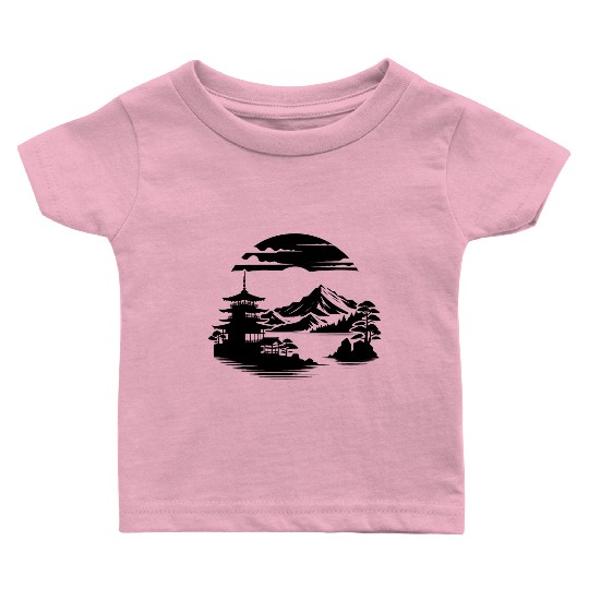 Asian Landscape Meditation Japan Design Baby T Shirts
