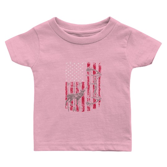 American Flag Deer Elk Hunting USA Patriotic Baby T Shirts