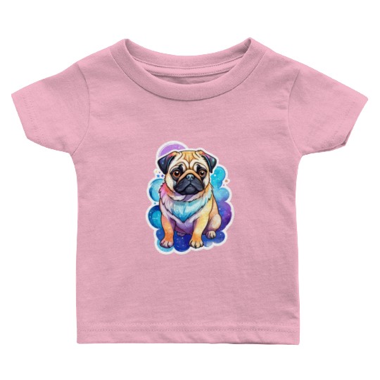 Pug Watercolor Baby T Shirts