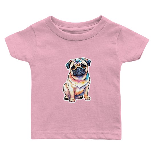 Pug Watercolor Baby T Shirts