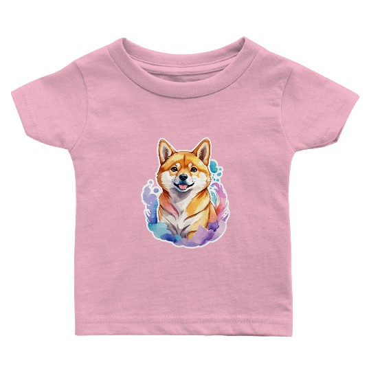 Shiba Inu Watercolor Baby T Shirts