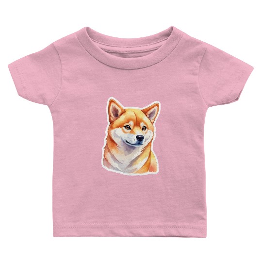 Shiba Inu Watercolor Baby T Shirts