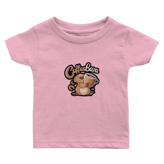 Coffeebara Capybara Coffedrinker Baby T Shirts
