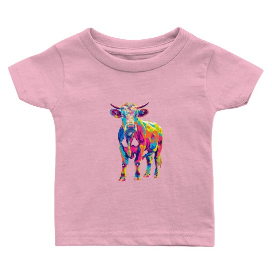 Hereford Cattle Farmer Popart Baby T Shirts