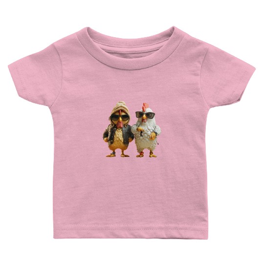Stylish streetwear on hip chickens Baby T Shirts