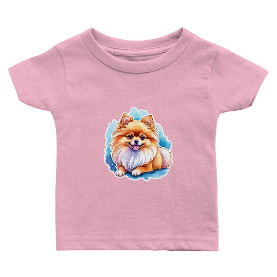 Pomeranian Watercolor Baby T Shirts
