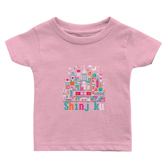 Shinjuku Japan Neon Color city Baby T Shirts