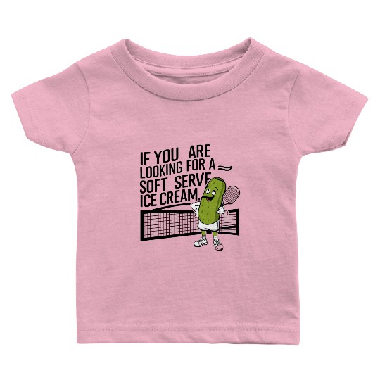 pickle character plays tennis Baby T Shirts