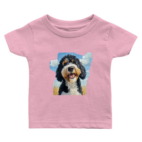 Bernedoodle Field Nature Bernedoodle Watercolor Baby T Shirts