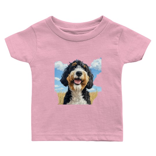 Bernedoodle Field Nature Bernedoodle Watercolor 2 Baby T Shirts