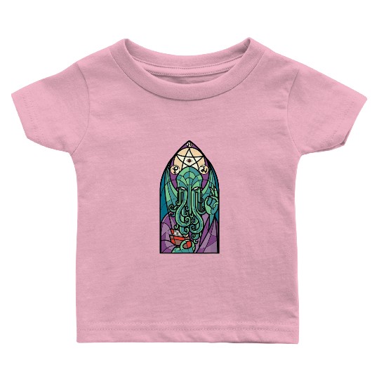 Cthulhu Church Stained Glass Cosmic Horror Funny Baby T Shirts