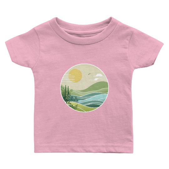 The Peaceful Green Hills Baby T Shirts
