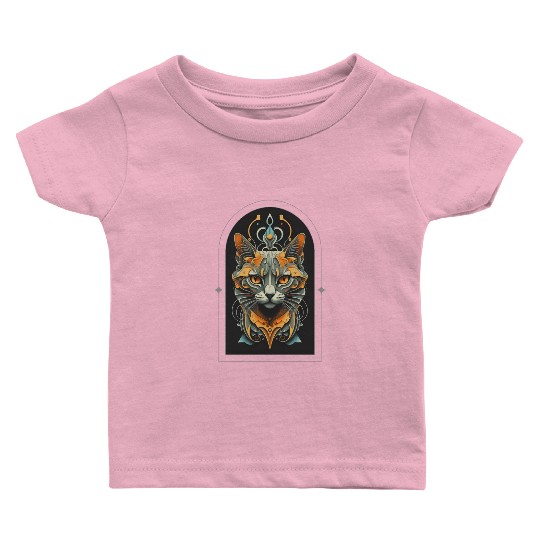 Elegant stylish black and gold cat face Baby T Shirts
