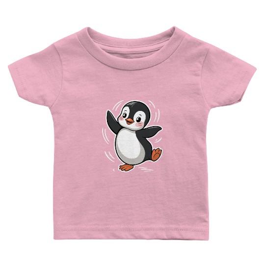 Happy Dancing Penguin Cartoon Design Baby T Shirts
