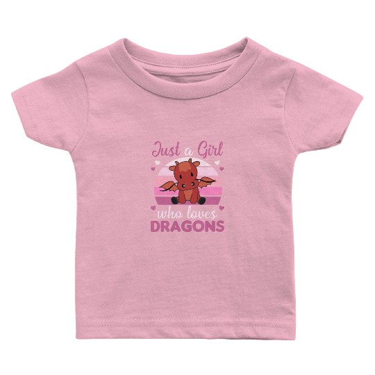 Just A Girl Who Loves Dragons Fantasy Red Dragon Baby T Shirts