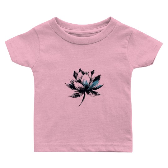 Modern Lotus with Brushstroke Effect 1 Baby T Shirts