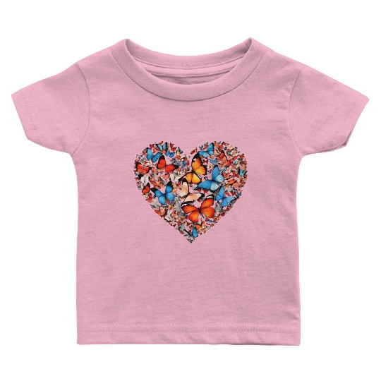 Butterfly Heart Design Love and Nature Combined Baby T Shirts