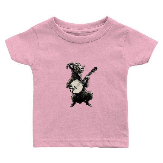 Goat Farm Animal Farmer Bluegrass Banjo Player Baby T Shirts