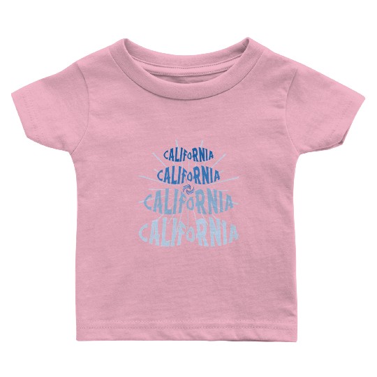 California West Coast Golden State Blue Graphic Baby T Shirts
