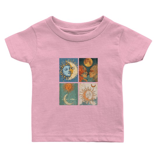 Moon and Sun Tarot Card Designed Look Baby T Shirts