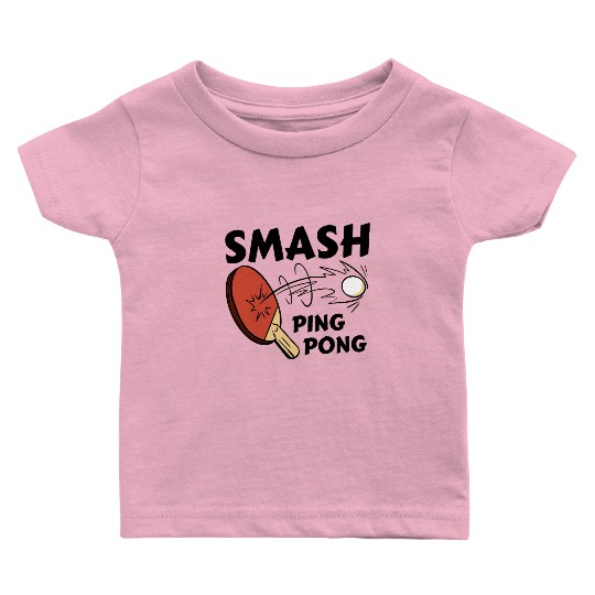 Ping Pong Paddle and Ball Smash Baby T Shirts