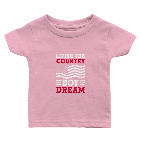 Small Town Us Flag Country Livin Boy Baby T Shirts