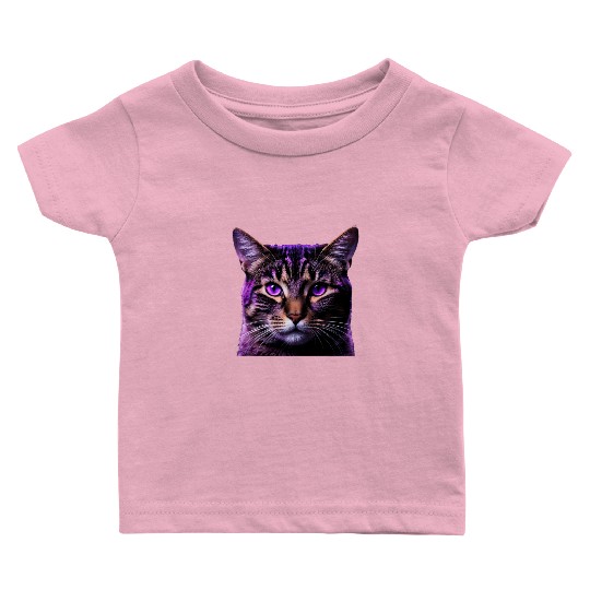 Vivid Lilac-Eyed Tabby Cat Portrait Baby T Shirts