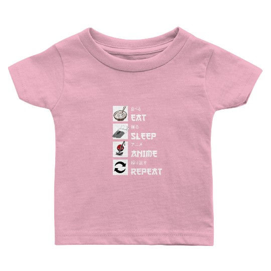 Eat sleep anime repeat manga Baby T Shirts