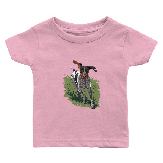 German Shorthaired Pointer Running In Field Baby T Shirts