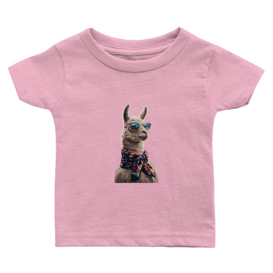 Cool Llama in Shades Baby T Shirts