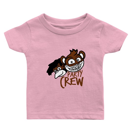 Monkey Chimpanzee Party Animals Crew Team Friends Baby T Shirts