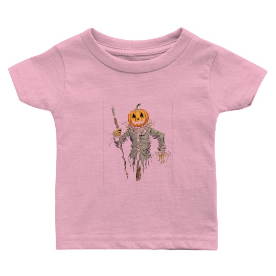 Spooky Halloween Scarecrow Baby T Shirts