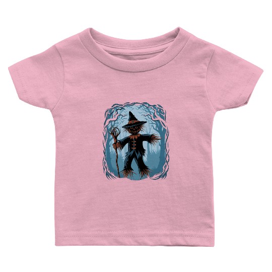 Spooky Halloween Scarecrow Baby T Shirts