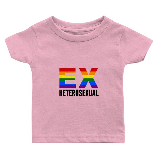 Ex Heterosexual Rainbow Flag LGBT Pride Month Baby T Shirts