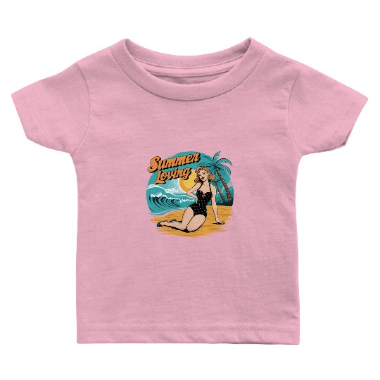 Retro Summer Loving Beach Vibes for a Beach Lover Baby T Shirts