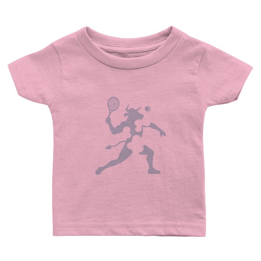 Minimalist cow tennis silhouette tennis player Baby T Shirts